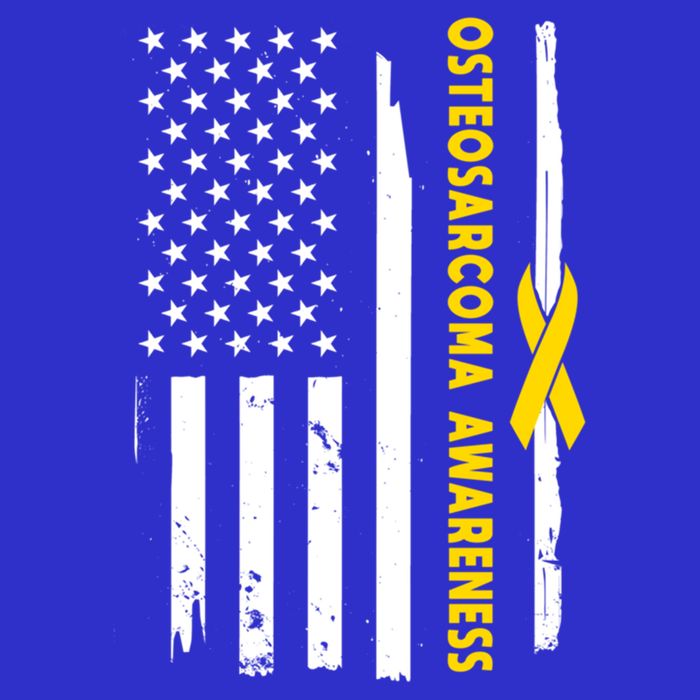 American Flag Osteosarcoma Awareness Wear Yellow Ribbon Usa Gift Womens T-Shirt