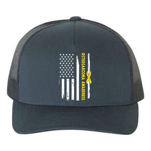 American Flag Osteosarcoma Awareness Wear Yellow Ribbon Usa Gift Yupoong Adult 5-Panel Trucker Hat