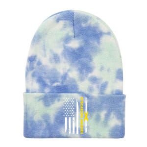 American Flag Osteosarcoma Awareness Wear Yellow Ribbon Usa Gift Tie Dye 12in Knit Beanie