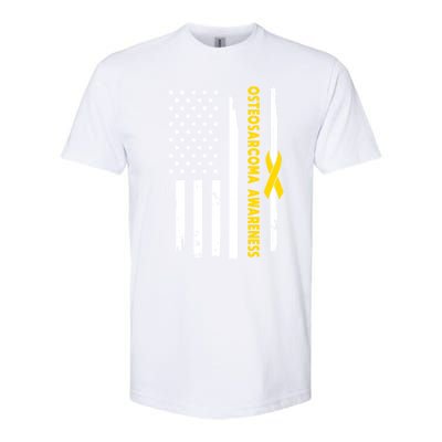 American Flag Osteosarcoma Awareness Wear Yellow Ribbon Usa Gift Softstyle® CVC T-Shirt