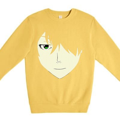 Anime Face Otaku Who Lover Manga Style Japanese Premium Crewneck Sweatshirt