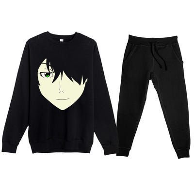 Anime Face Otaku Who Lover Manga Style Japanese Premium Crewneck Sweatsuit Set