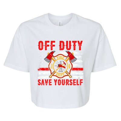 American Flag Offmeaningful Giftduty Save Yourself Firefighter Fire Gift Bella+Canvas Jersey Crop Tee