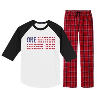 American Flag One Nation Under God Gift Raglan Sleeve Pajama Set