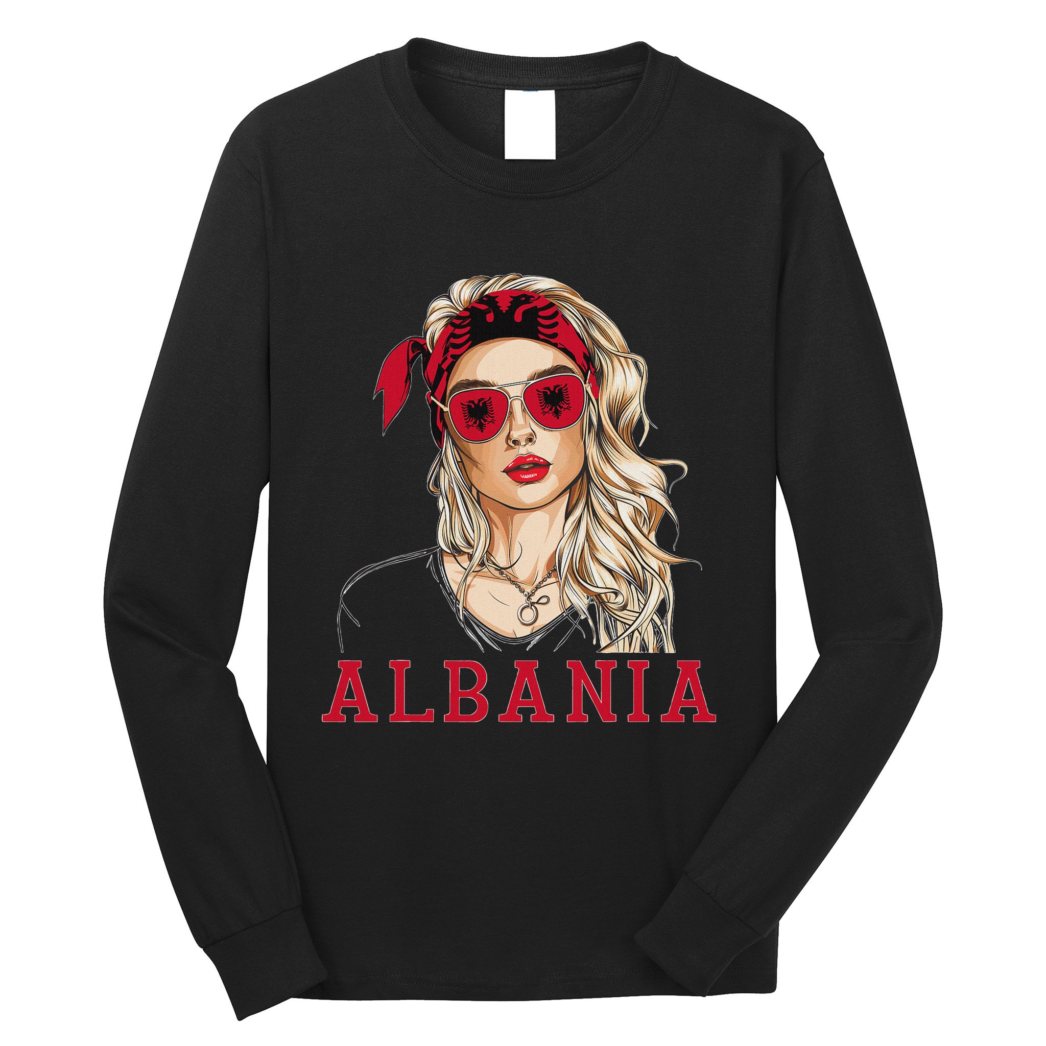Albanian Flag Outfit For Woman Products Uniform Albania Long Sleeve Shirt