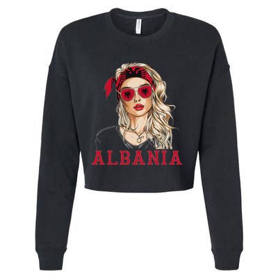 Albanian Flag Outfit For Woman Products Uniform Albania Cropped Pullover Crew