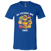 All Feelings Okay Tal Health Awareness Month Emotion Funny Gift V-Neck T-Shirt