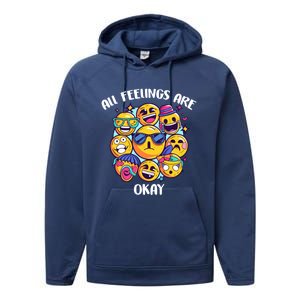 All Feelings Okay Tal Health Awareness Month Emotion Funny Gift Performance Fleece Hoodie