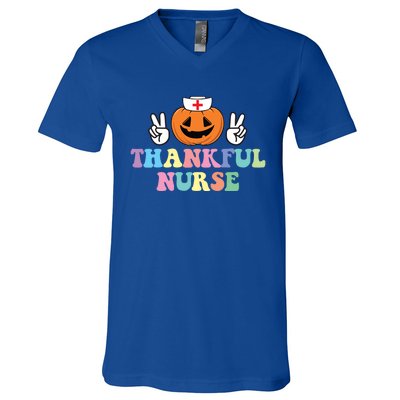 Autumn Fall Outfit Nurse Thankful Grateful Blessed Pumpkin Gift V-Neck T-Shirt