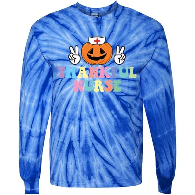 Autumn Fall Outfit Nurse Thankful Grateful Blessed Pumpkin Gift Tie-Dye Long Sleeve Shirt