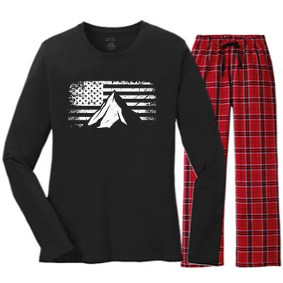 American Flag Outdoor Camping Apparel Hiking Camping Women's Long Sleeve Flannel Pajama Set 