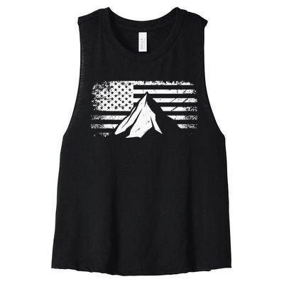 American Flag Outdoor Camping Apparel Hiking Camping Women's Racerback Cropped Tank