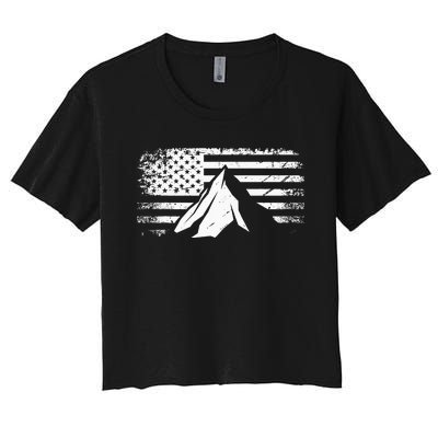 American Flag Outdoor Camping Apparel Hiking Camping Women's Crop Top Tee