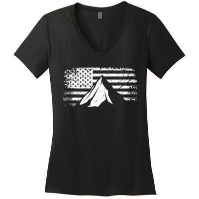 American Flag Outdoor Camping Apparel Hiking Camping Women's V-Neck T-Shirt