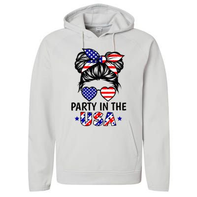 American Flag Party In Usa 4th July Patriotic Performance Fleece Hoodie