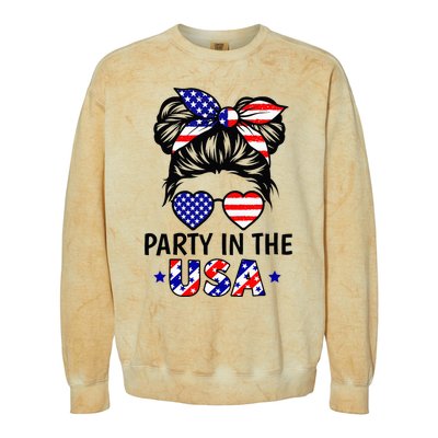 American Flag Party In Usa 4th July Patriotic Colorblast Crewneck Sweatshirt