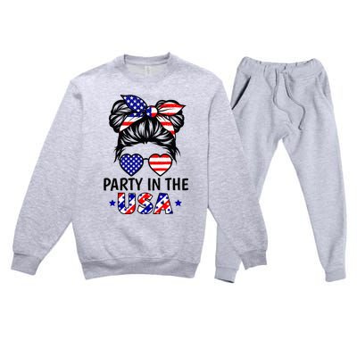 American Flag Party In Usa 4th July Patriotic Premium Crewneck Sweatsuit Set