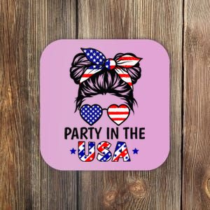 American Flag Party In Usa 4th July Patriotic Coaster