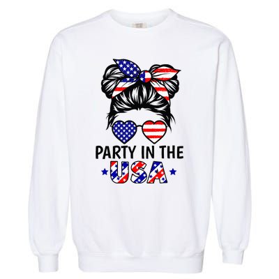 American Flag Party In Usa 4th July Patriotic Garment-Dyed Sweatshirt