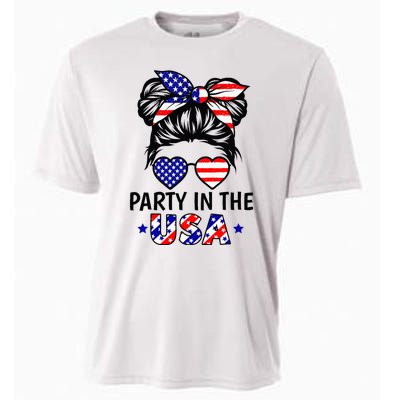 American Flag Party In Usa 4th July Patriotic Cooling Performance Crew T-Shirt