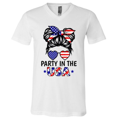 American Flag Party In Usa 4th July Patriotic V-Neck T-Shirt