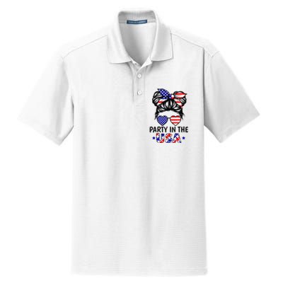 American Flag Party In Usa 4th July Patriotic Dry Zone Grid Polo