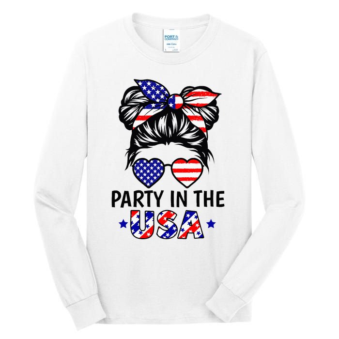 American Flag Party In Usa 4th July Patriotic Tall Long Sleeve T-Shirt