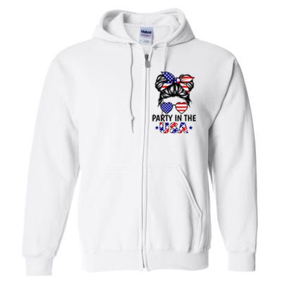 American Flag Party In Usa 4th July Patriotic Full Zip Hoodie