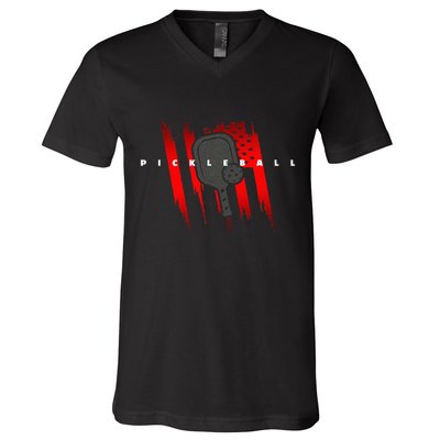 American Flag Pickleball Apparel Pickleball V-Neck T-Shirt