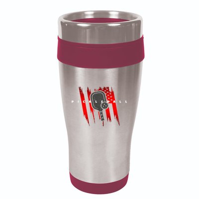 American Flag Pickleball Apparel Pickleball 16oz Travel Tumbler