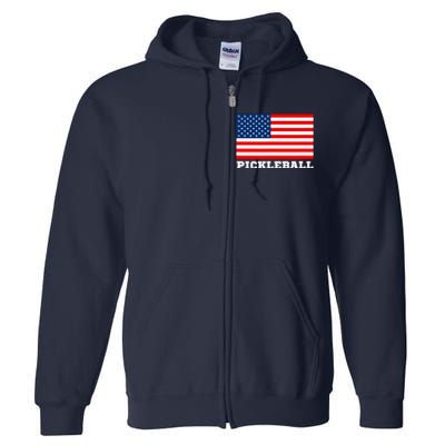 American Flag Pickleball Player USA Pickleball Lover Full Zip Hoodie