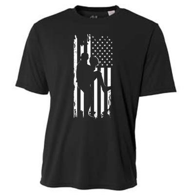 American Flag Pitcher Baseball Apparel Baseball Cooling Performance Crew T-Shirt