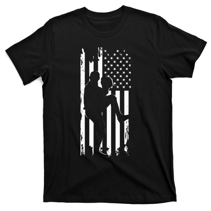 American Flag Pitcher Baseball Apparel Baseball T-Shirt