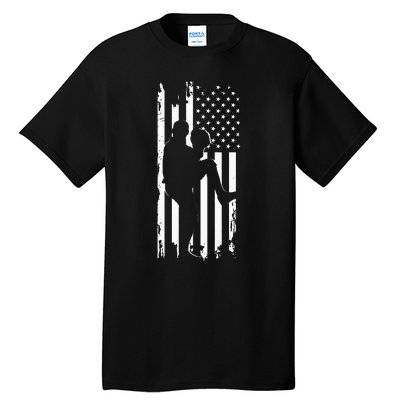 American Flag Pitcher Baseball Apparel Baseball Tall T-Shirt