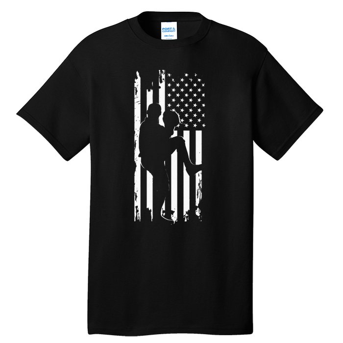 American Flag Pitcher Baseball Apparel Baseball Tall T-Shirt