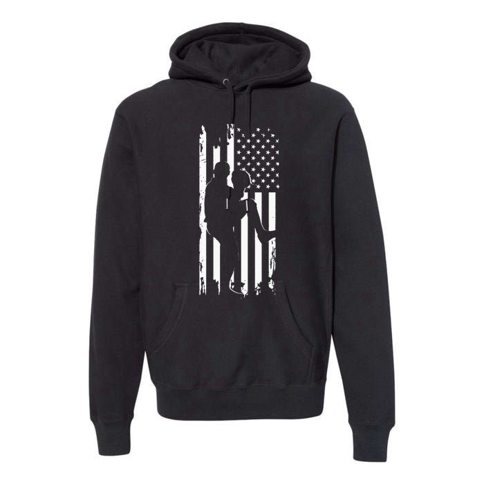 American Flag Pitcher Baseball Apparel Baseball Premium Hoodie