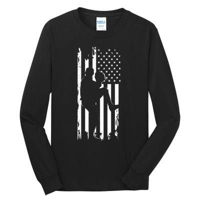 American Flag Pitcher Baseball Apparel Baseball Tall Long Sleeve T-Shirt