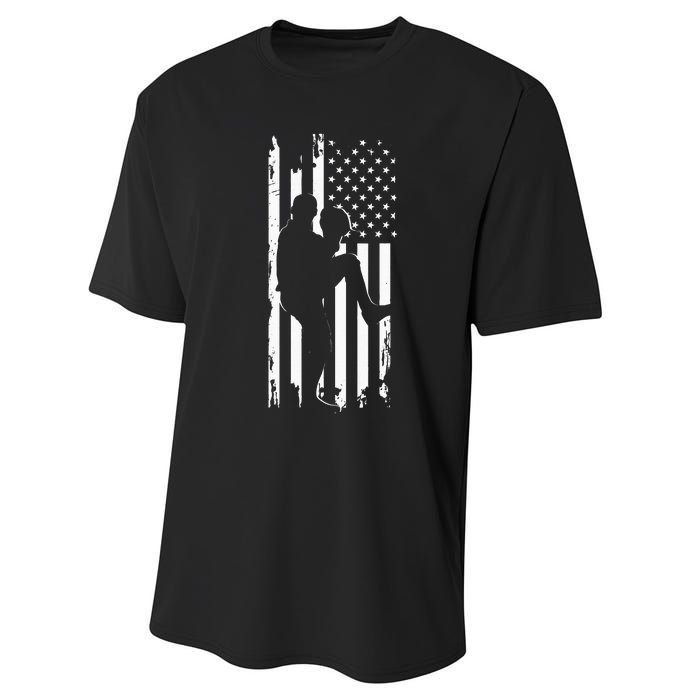 American Flag Pitcher Baseball Apparel Baseball Performance Sprint T-Shirt