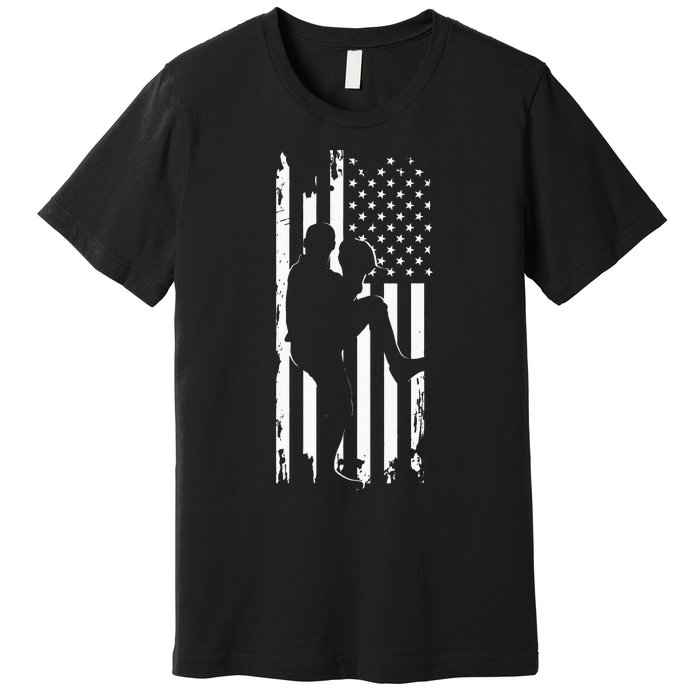 American Flag Pitcher Baseball Apparel Baseball Premium T-Shirt