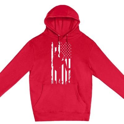 American Flag Pitcher Baseball Apparel Baseball Premium Pullover Hoodie