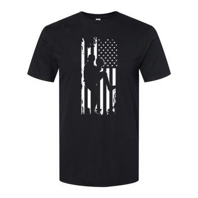 American Flag Pitcher Baseball Apparel Baseball Softstyle CVC T-Shirt