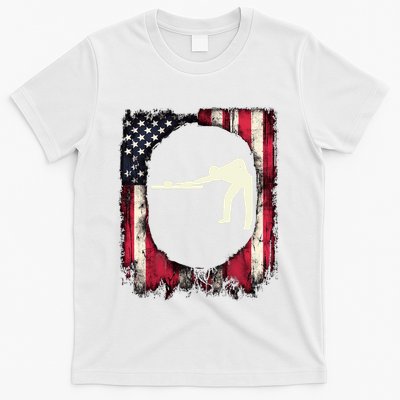 American Flag Patriotic Poolplayer Retro Billiards T-Shirt