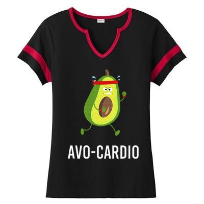 AvoCardio Funny Pun Workout Running Avocado Ladies Halftime Notch Neck Tee