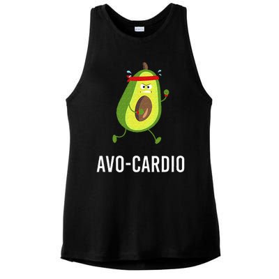 AvoCardio Funny Pun Workout Running Avocado Ladies PosiCharge Tri-Blend Wicking Tank