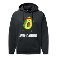 AvoCardio Funny Pun Workout Running Avocado Performance Fleece Hoodie