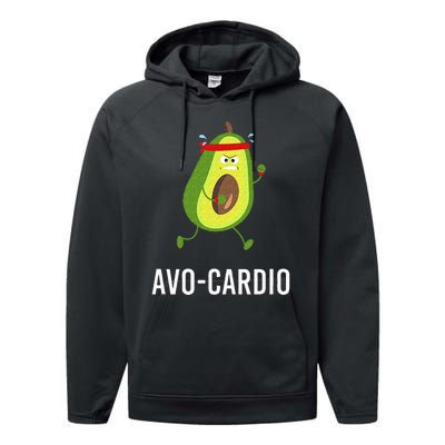 AvoCardio Funny Pun Workout Running Avocado Performance Fleece Hoodie