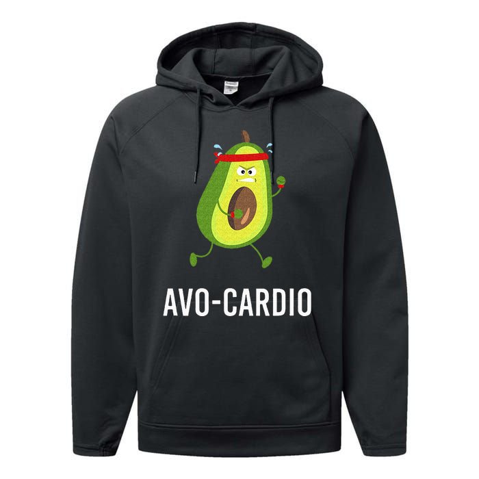 AvoCardio Funny Pun Workout Running Avocado Performance Fleece Hoodie