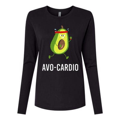 AvoCardio Funny Pun Workout Running Avocado Womens Cotton Relaxed Long Sleeve T-Shirt