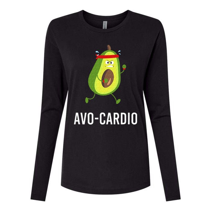 AvoCardio Funny Pun Workout Running Avocado Womens Cotton Relaxed Long Sleeve T-Shirt