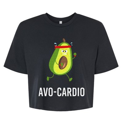 AvoCardio Funny Pun Workout Running Avocado Bella+Canvas Jersey Crop Tee